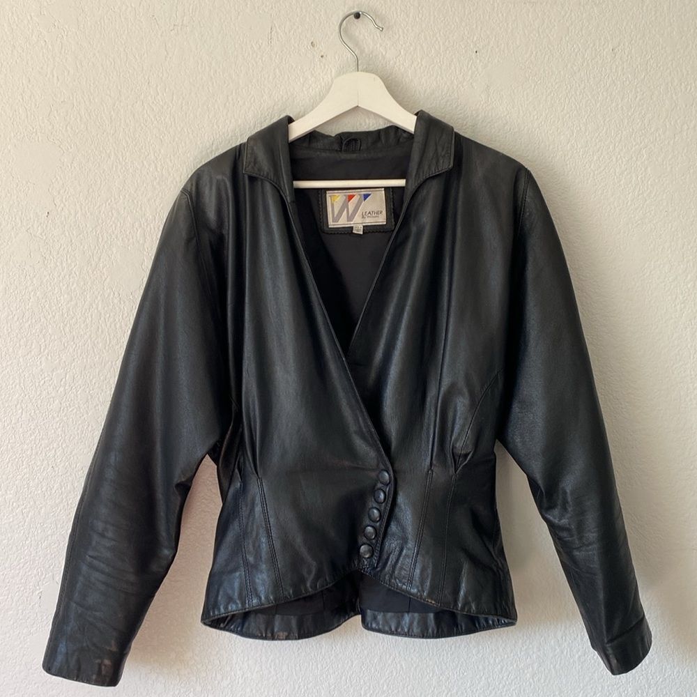 Vintage 1980s Wilson’s Leather cropped leather jacket - Picture 4 of 12